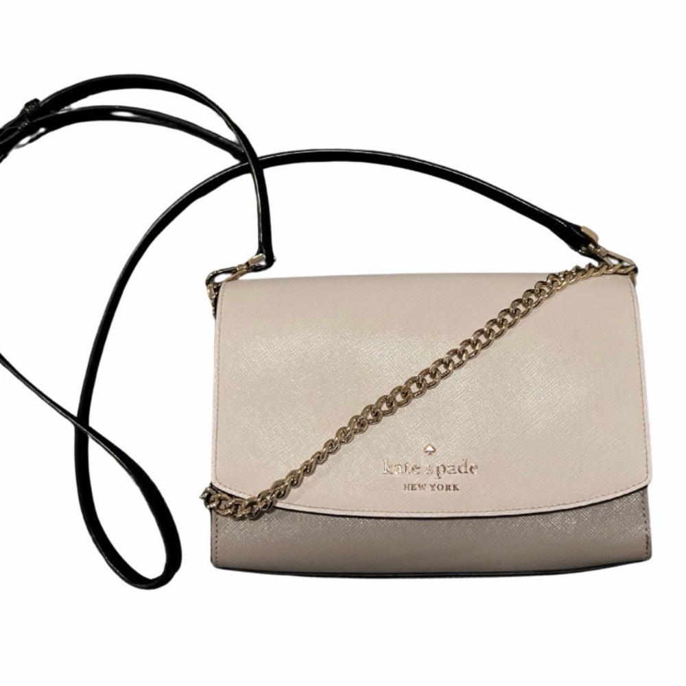 kate spade Two-Tone Cream and Taupe Crossbody with Gold Chain